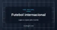 Arte do Voz do Gol para a editoria Futebol internacional: campo de futebol desenhado em linhas e o nome da editoria