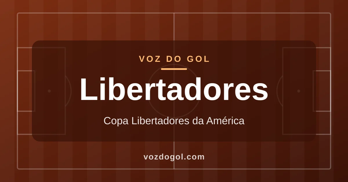Arte do Voz do Gol para a editoria Libertadores: campo de futebol desenhado em linhas e o nome da editoria