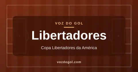 Arte do Voz do Gol para a editoria Libertadores: campo de futebol desenhado em linhas e o nome da editoria